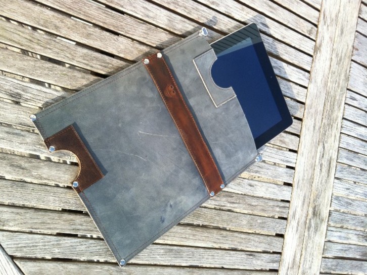Leather iPad sleeve with iPad