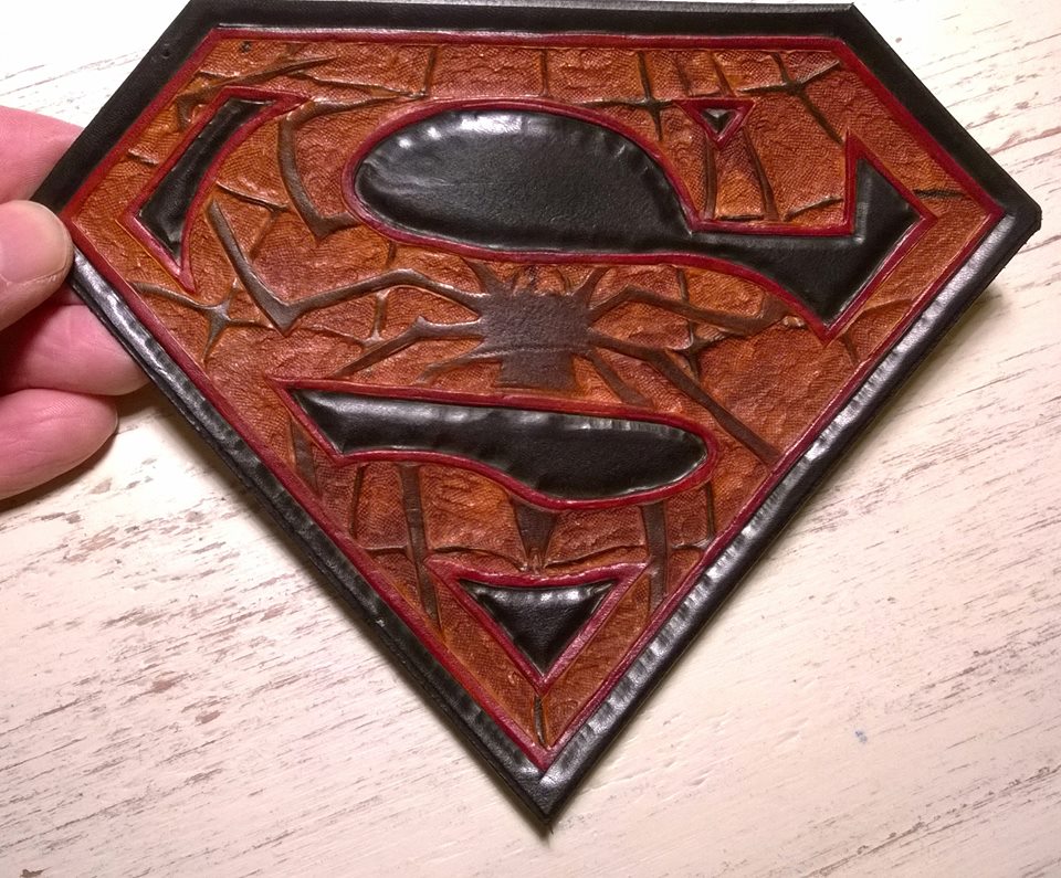 Leather Superman Spiderman logo