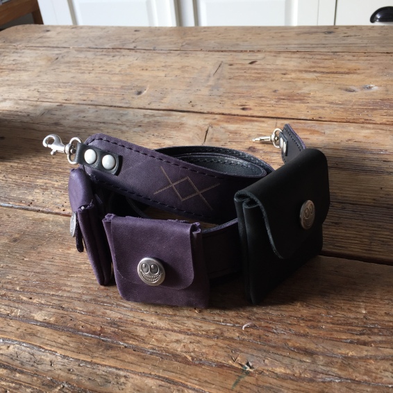 Leather camera strap purple